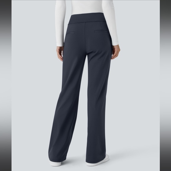 Halara Flex DayStretch Mid Rise Side Zipper Pocket Work Flare Pants Midnight Blu - Picture 4 of 8